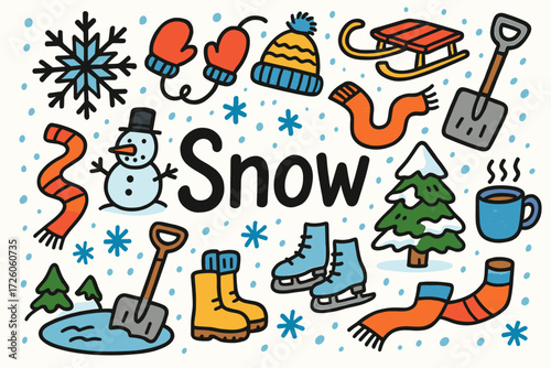 Winter and snow outline icon set. cozy, seasonal, fun icons in outline style
