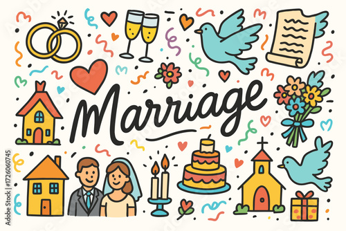 Wedding, marriage outline icon set. celebration, love, couple icons outline collection