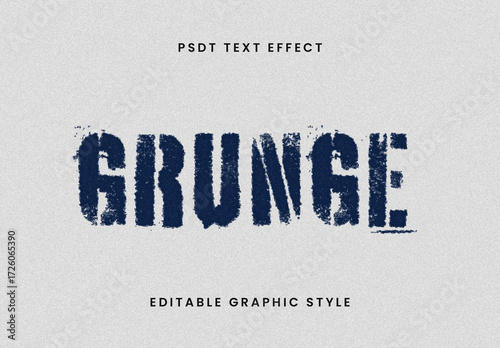 Navy Blue Grunge Stamp Text Effect Rough Bold Font