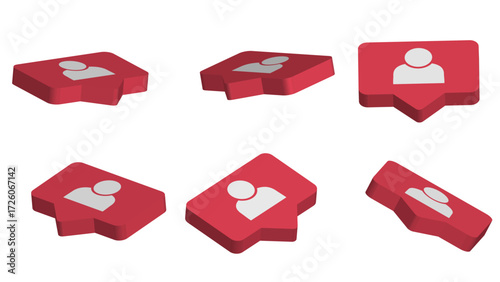 Social media notification icons. Like, comment, follow icons.