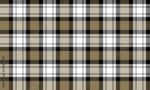 Seamless plaid pattern, beige, white, black, for textiles and clothing design, skirts, pants, adding a vintage touch to a modern look with uniqueness and elegance.
