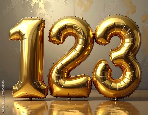 Gold balloons forming the number 123