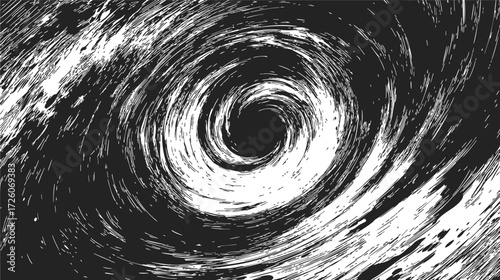 Vortex abstract sketch hand drawn swirling spiral black and white background — stock vector