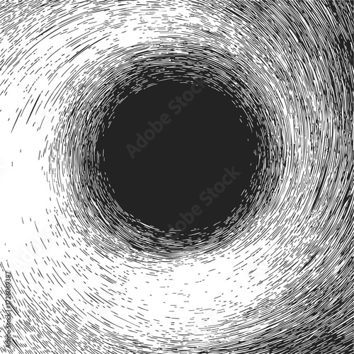 Black hole sketch hand drawn swirling abstract space background — stock vector