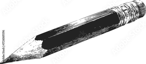 Pencil sketch hand drawn detailed illustration with eraser end — stock vector