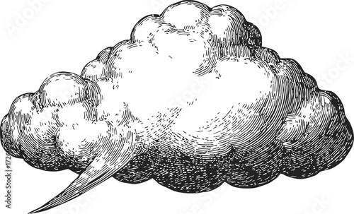 Cloud sketch hand drawn vintage style with textured lines — stock vector