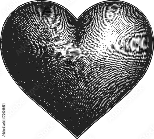 Heart sketch hand drawn engraving style detailed black and white illustration — stock vector