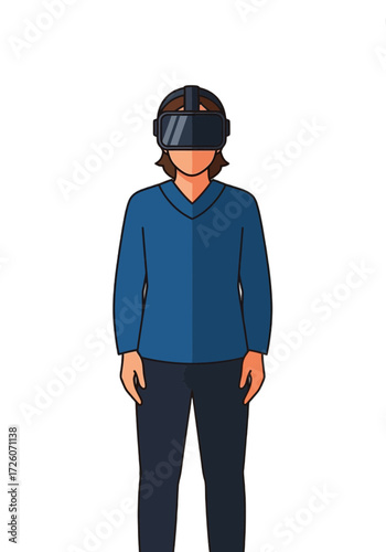 Minimal Flat Vector Illustration of Person in Vr Headset
