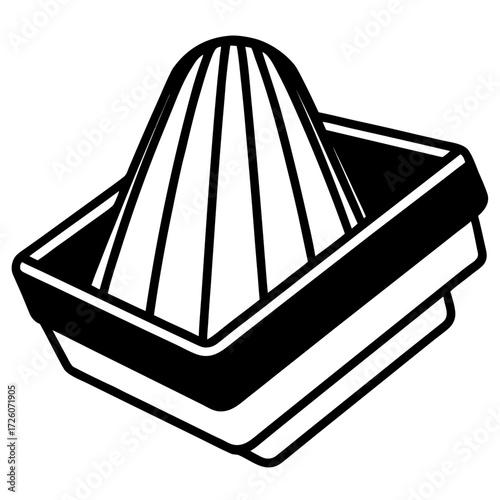 Black silhouette of a citrus juicer with ridges for extracting juice isolated on white background