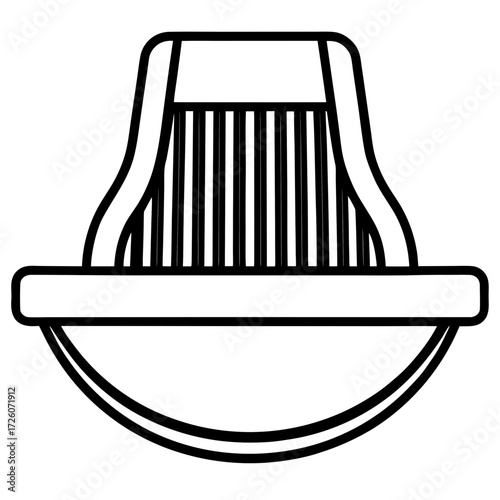 Stylized outline of a harp with a curved base isolated on white background silhouette