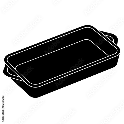Black silhouette of two rectangular baking pans stacked together isolated on white background