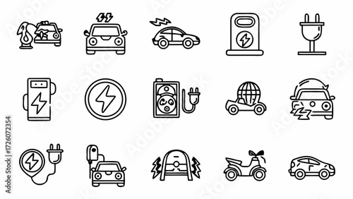 Electric vehicle charging station ev car plug in electric mobility automotive energy creatd and generated with generative ai on transparent background