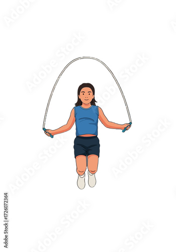 Cartoon Vector Illustration of a Person Jumping Rope