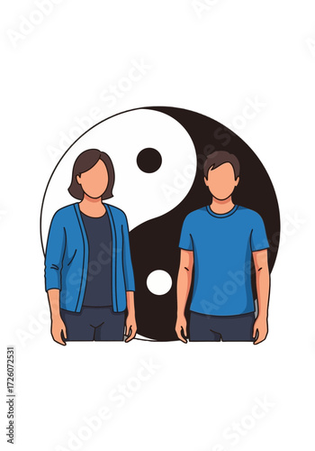 Gender Duality and Balance With Yin Yang Symbol Vector