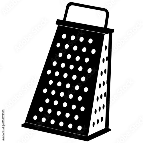 Black silhouette of a four sided kitchen grater with a handle isolated on white background
