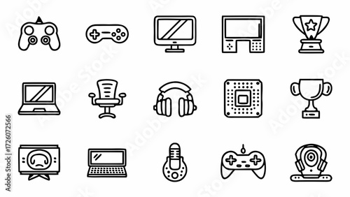 Gaming equipment vector illustration with controller headset and other accessories creatd and generated with generative ai on transparent background