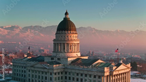 Wallpaper Mural The utah state capitol building stands tall against a backdrop of snowy mountains Torontodigital.ca