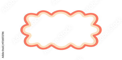 Groovy retro rectangle frame with wavy outline. Abstract shape as y2k border with bold line, graphic element for modern background or pop art accent in cool style.