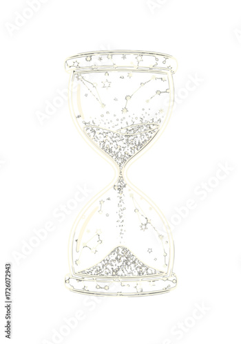Cosmic Hourglass Vector Illustration With Stars and Constellations