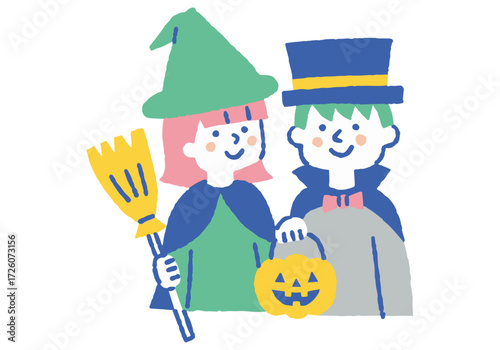 Children in Halloween Costumes_Color