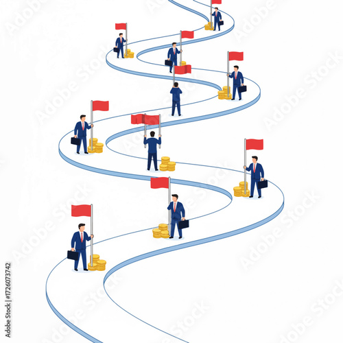 Stylized winding road vector art banner design