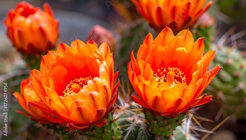 Vibrant orange cactus flowers