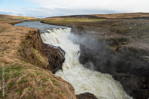 The waterfall of Kolugljufur in North Iceland