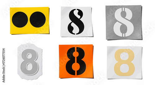 Number eight collection in different styles vector illustration