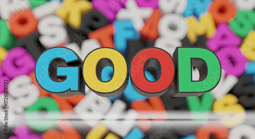 Good word concept with colorful alphabet letters vector illustration