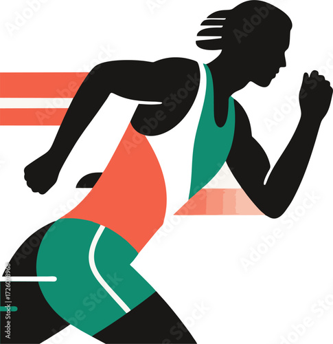 A runner is running on the track.