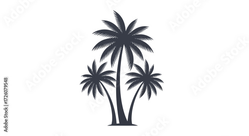 Stylized silhouette of three tropical palm trees, representing a beach or island vacation.