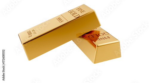Shiny fine gold bars with transparent background — a symbol of wealth, luxury, and investment. Ideal for finance, banking, and economic
