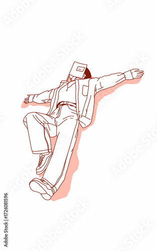 Vector illustration of a People lying on their backs while reading books on a white background. Sketch