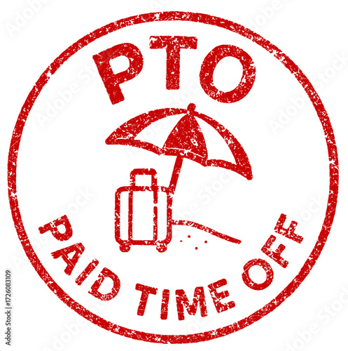PTO rubber stamp design used for vacation and paid leave