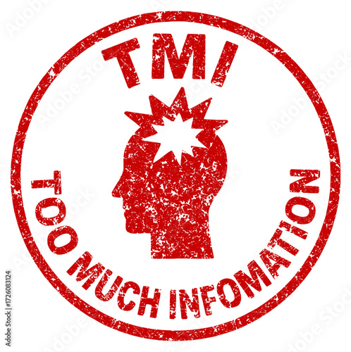 Rubber stamp design featuring TMI concept in vector style