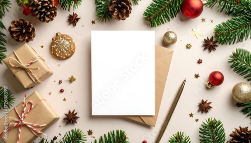 Festive Christmas stationery mock-up
