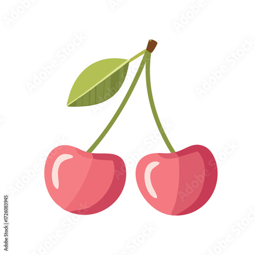 Cherry Fruit Food Icon Isolated on a Transparent Background 