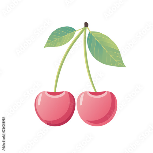 Cherry Fruit Food Icon Isolated on a Transparent Background 