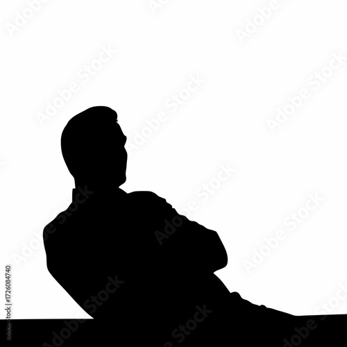 Businessman in Relaxed but Authoritative Pose - Professional Male Silhouettes for Corporate Branding and Marketing