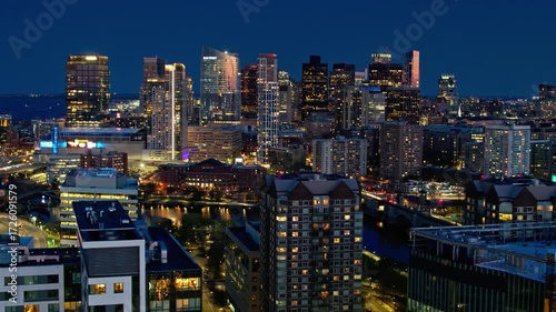 Wallpaper Mural Illuminated cityscape of boston glitters under the dark blue night sky Torontodigital.ca