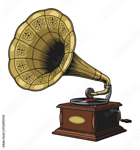 Edison Phonograph Vector Illustration
