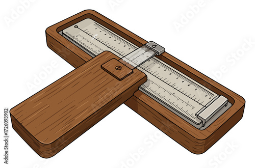 Slide Rule Calculator Vector Illustration on White