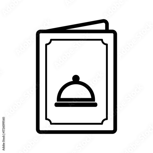 Simple food menu black silhouette icon in clean flat style, featuring a minimalist vector outline of a restaurant menu or dining list. Ideal for concepts of cafe, bistro, culinary service, food delive