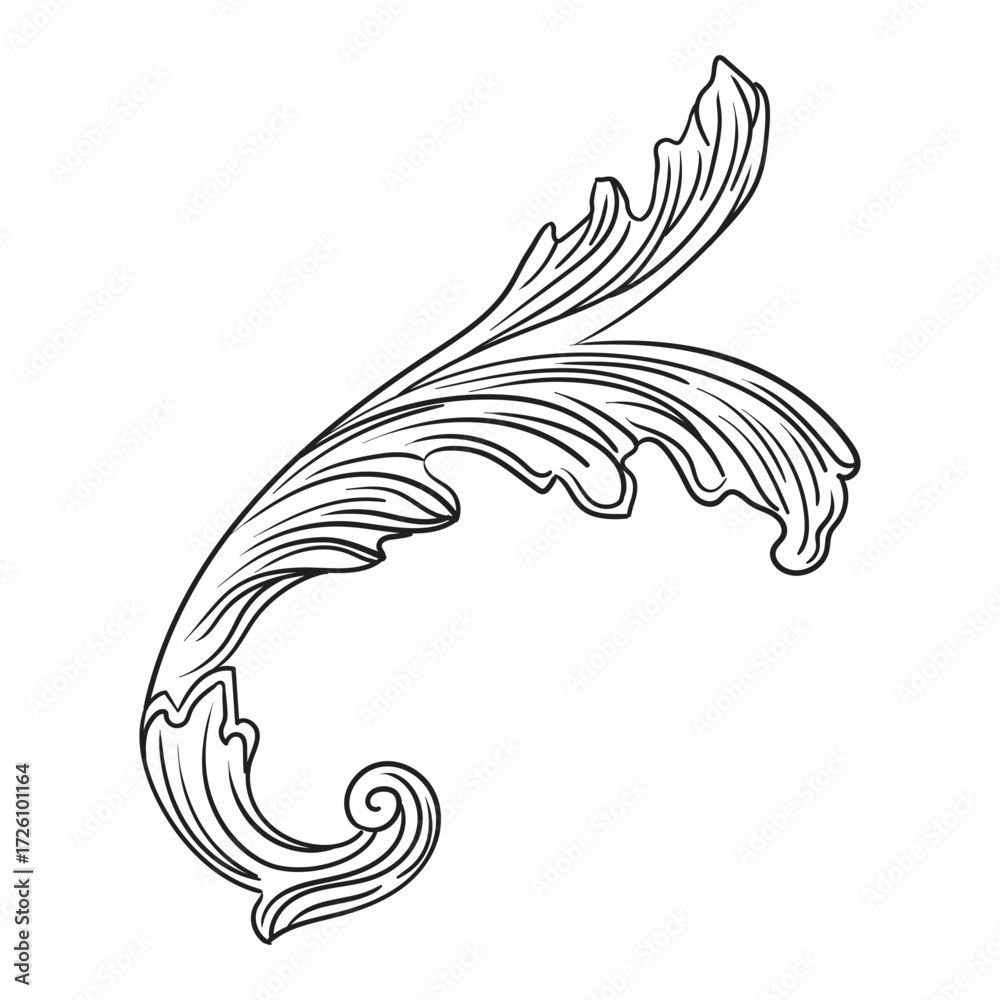 Obraz premium Decorative leaf hand drawing design element vector illustration