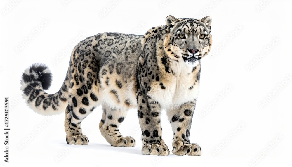 Naklejka premium snow leopard isolated on white background