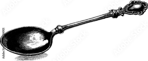 Vintage engraved bar spoon illustration for retro cocktail crafting design