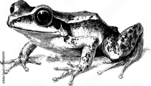 Vintage engraving of exotic amphibian - rare tropical frog illustration for retro design and nature study