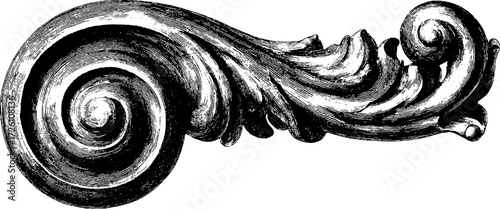 Vintage abstract spiral design with ornate curls for decorative art and print