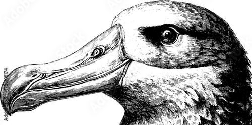 Vintage albatross illustration in retro engraving style for nature art design