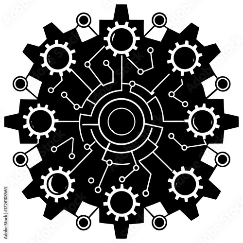 Complex Silhouette of a Perfectly Synchronized Machine with Interlocking Gears